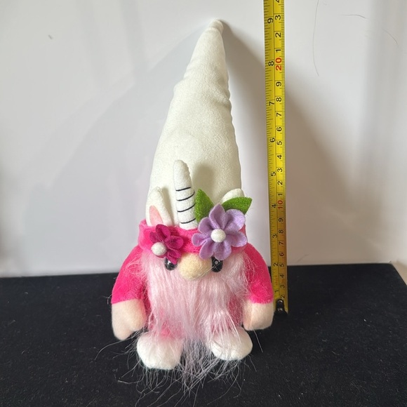 Pink and White Unicorn Gnome Plush Toy - Picture 2 of 5